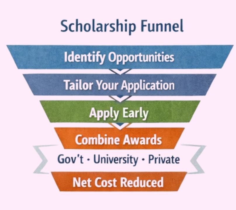 Scholarship Funnel for Affordable Study Abroad Countries for Indians